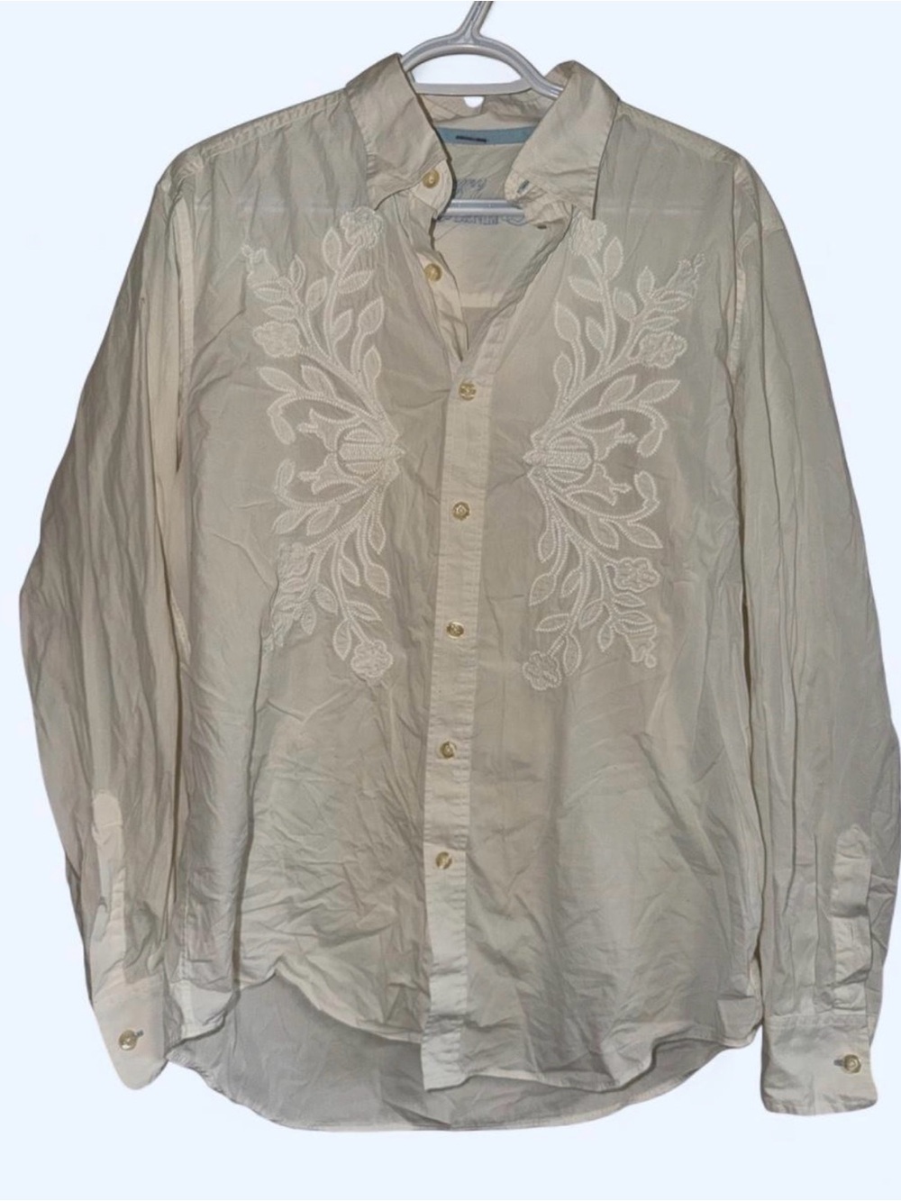 Tommy Bahama Cream Embroidered Button-Up Shirt